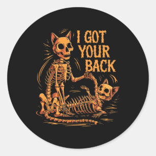 I Got Your Ck Funny Halloween Cat Skeleton Skull S Classic Round Sticker