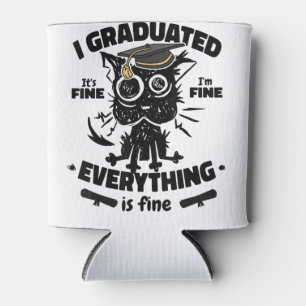 I Graduate Class Funny Black Cat Graduation Can Cooler