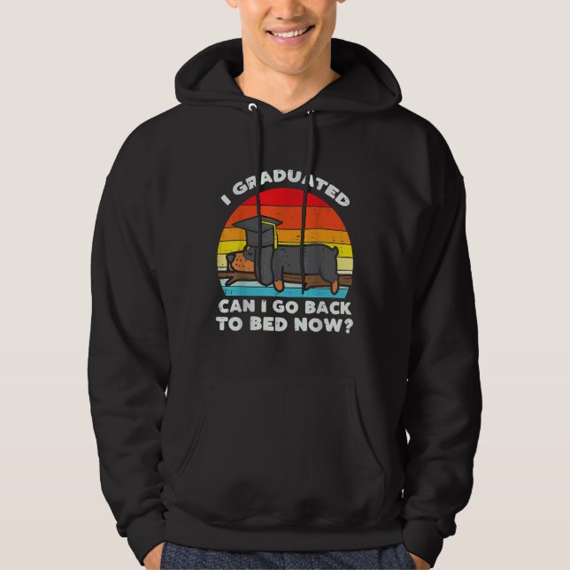 I Graduated Back To Bed Dachshund Dog Senior Class Hoodie (Front)