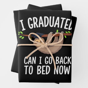 I Graduated Can I Go Back To Bed Now Sloth Wrapping Paper Sheet