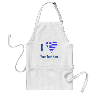 I (Greek Flag Heart) Your Text Standard Apron