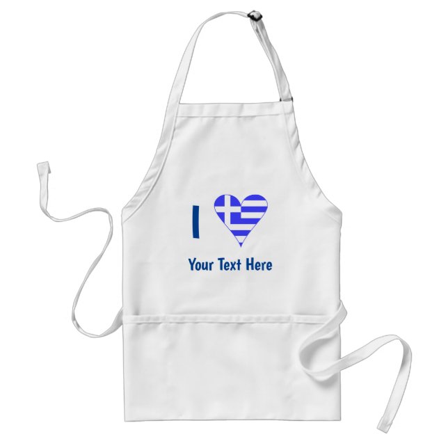 I (Greek Flag Heart) Your Text Standard Apron (Front)