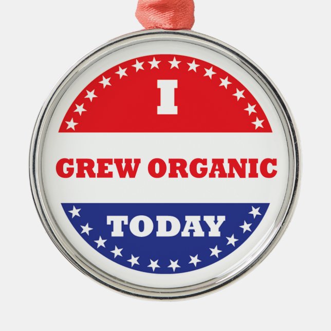 I Grew Organic Today Metal Tree Decoration (Front)