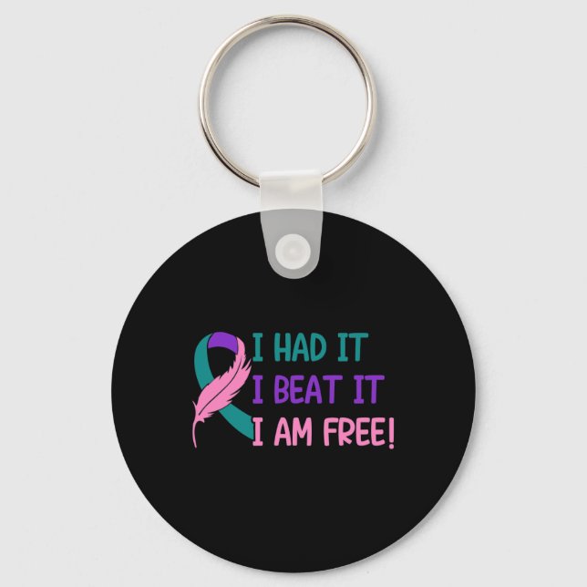 - I Had It Beat It I'm Free Thyroid Cancer Awarene Key Ring (Front)