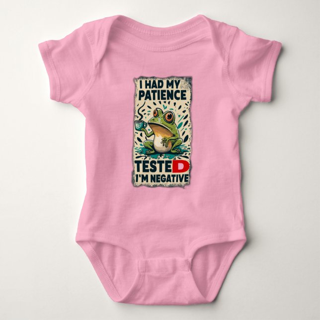 I HAD MY PATIENCE TESTED I'M NEGATIVE BABY BODYSUIT (Front)