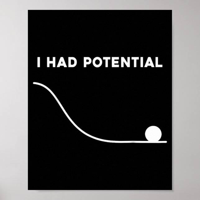 I Had Potential Funny Sarcastic Minimal Quote Poster (Front)