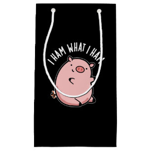 I Ham What I Ham Funny Pig Pun Dark BG Small Gift Bag