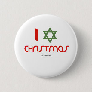I Hanukkah Christmas green 6 Cm Round Badge