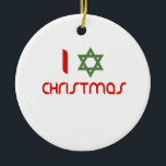 I Hanukkah Christmas green Ceramic Tree Decoration<br><div class="desc">Ornament</div>