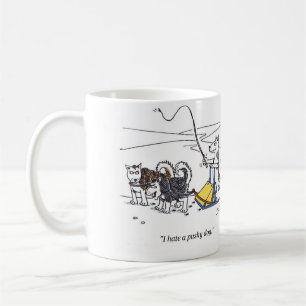 I Hate A Pushy Dog cartoon right hand coffee mug