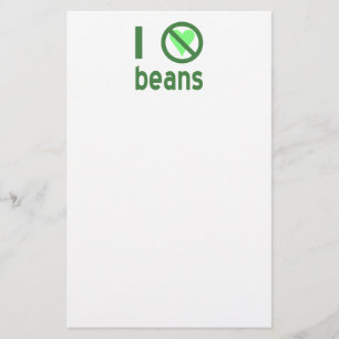 I Hate Beans Green Text Stationery