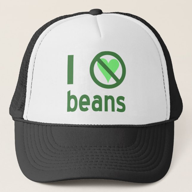 I Hate Beans Green Text Trucker Hat (Front)