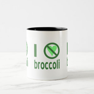 I Hate Broccoli Green Text Two-Tone Coffee Mug