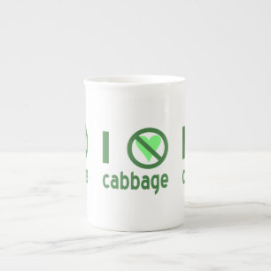 I Hate Cabbage Green Text Bone China Mug