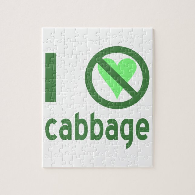 I Hate Cabbage Green Text Jigsaw Puzzle (Vertical)