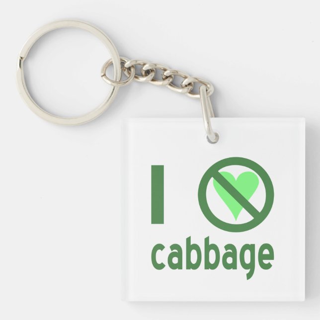 I Hate Cabbage Green Text Key Ring (Front)