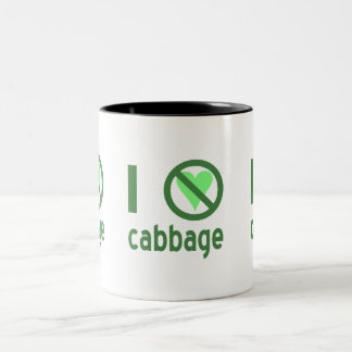 I Hate Cabbage Green Text Two-Tone Coffee Mug