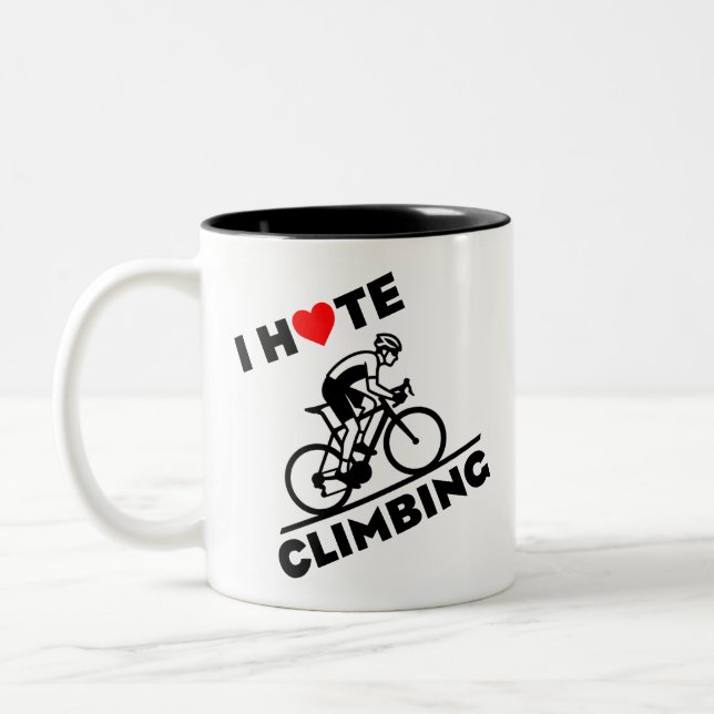 I Hate Climbing Cycling Two-Tone Coffee Mug (Left)