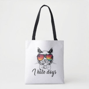 I Hate Dogs Funny Gifts for Cat Friend Tote Bag