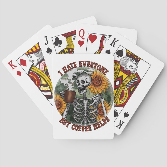 I Hate Everyone But Coffee Helps Playing Cards (Back)