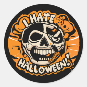 i hate halloween classic round sticker