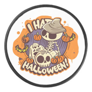 i hate halloween hockey puck
