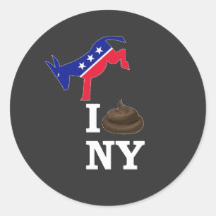 i hate new york classic round sticker
