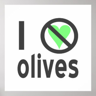 I Hate Olives Black Poster