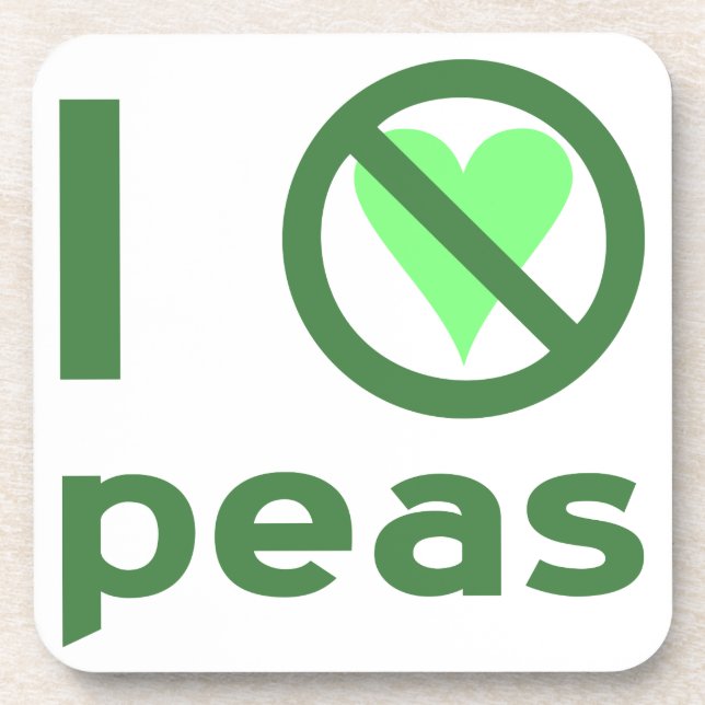 I Hate Peas Green Text Coaster (Front)