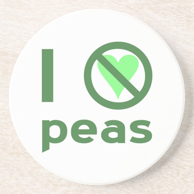 I Hate Peas Green Text Coaster (Front)