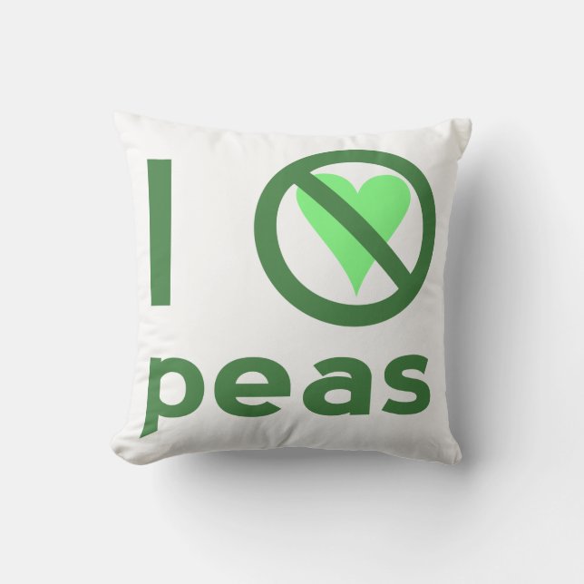 I Hate Peas Green Text Cushion (Front)