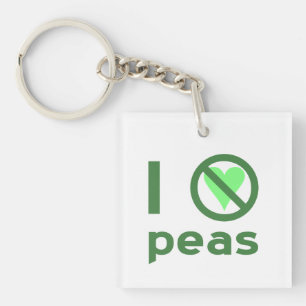 I Hate Peas Green Text Key Ring