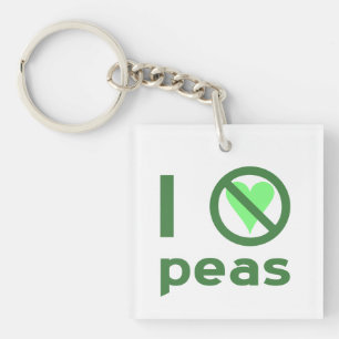 I Hate Peas Green Text Key Ring