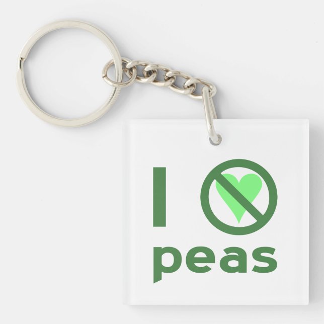 I Hate Peas Green Text Key Ring (Front)