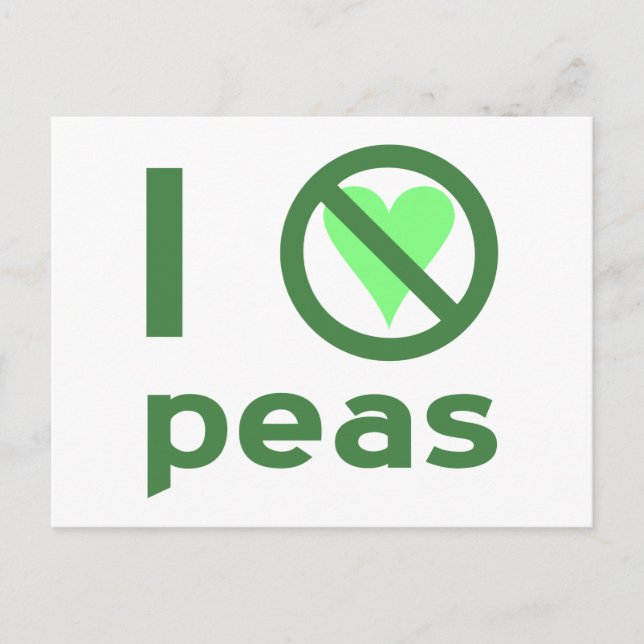 I Hate Peas Green Text Postcard (Front)