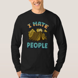 I Hate People Camping Colourful Tents Campfire Vin T-Shirt