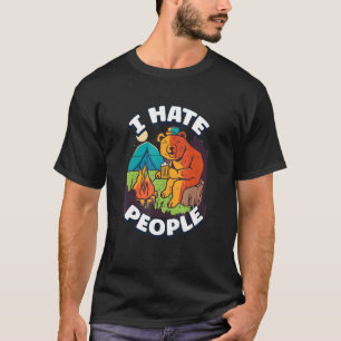I Hate People Camping Colourful Tents Campfire Vin T-Shirt