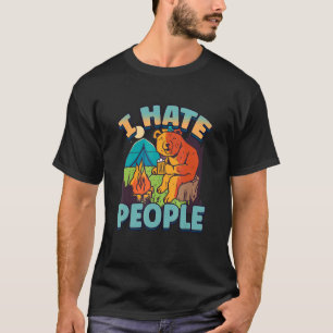 I Hate People Camping Colourful Tents Campfire Vin T-Shirt