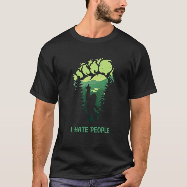 I Hate People Camping Lover Bigfoot T-Shirt (Front)
