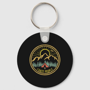 I Hate People Camping Shirt Retro Funny Camp Lover Key Ring
