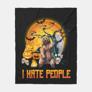 I hate people halloween nightmare t shirt fleece blanket