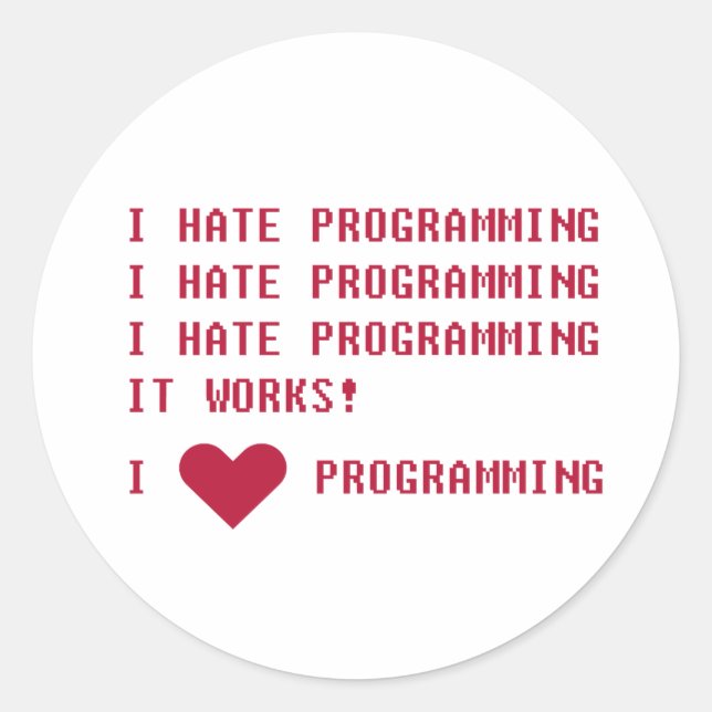 I hate programming classic round sticker (Front)