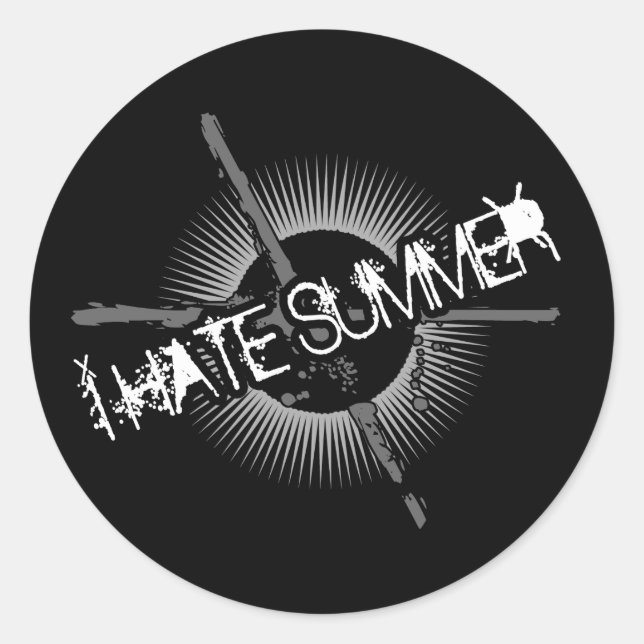 I Hate Summer Classic Round Sticker (Front)