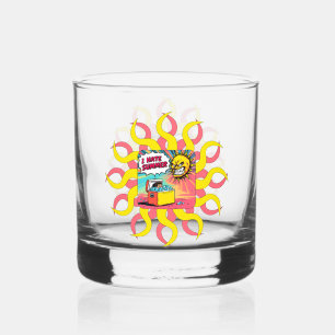 I Hate Summer! Fun Comic-Style Illustration  Whiskey Glass