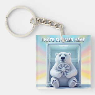 I Hate Summer Heat - Cute Polar Bear In The Fridge Key Ring