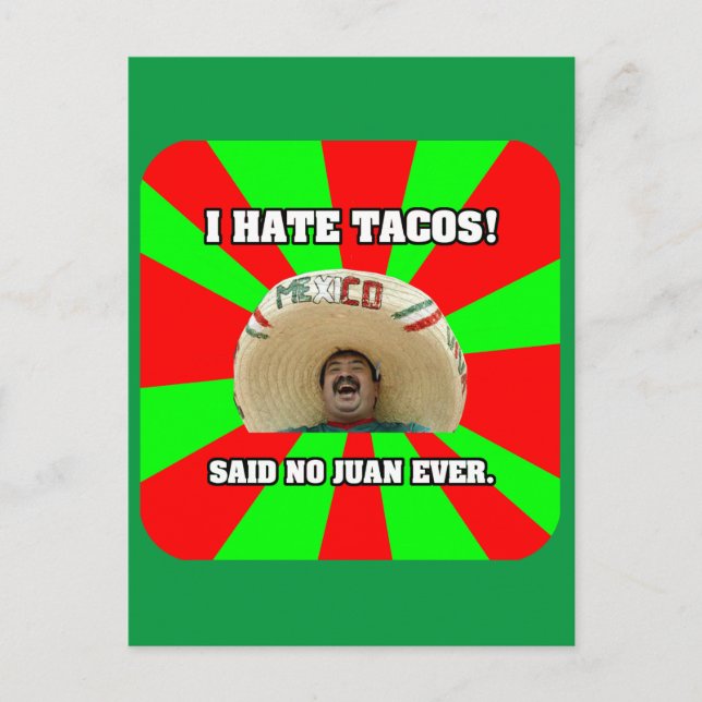 I Hate Tacos Postcard (Front)