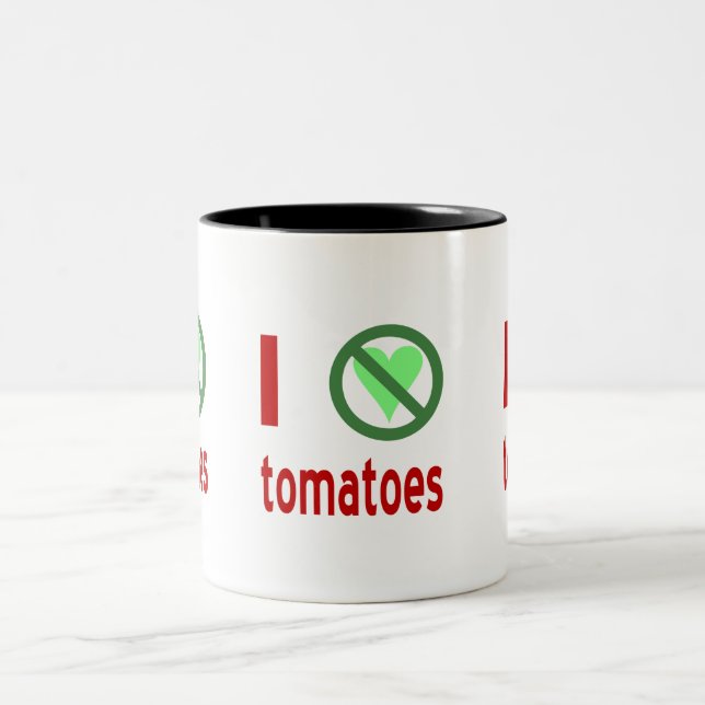 I Hate Tomatoes No Love Two-Tone Coffee Mug (Center)