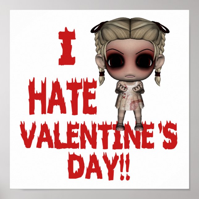 i hate valentines day emo punk girl poster (Front)
