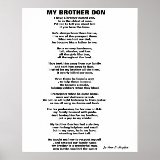 I HAVE A BROTHER NAMED DON poem Poster