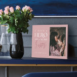 I Have a Hero I Call Her Sister Photo Keepsake Plaque<br><div class="desc">A special,  memorable single photo plaque gift for your Sister. The design features a single photo to display your own special Sister photo. "I Have a Hero And I Call Her Sister" is displayed in stylish typography. Note: colours can be changed to suit your preference.</div>